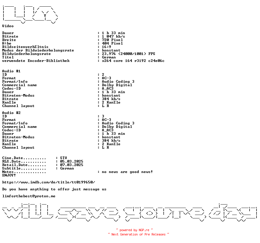 NFO for the release Jill.Rips.German.2000.DL.AC3.BDRiP.x264-LIM by LIM