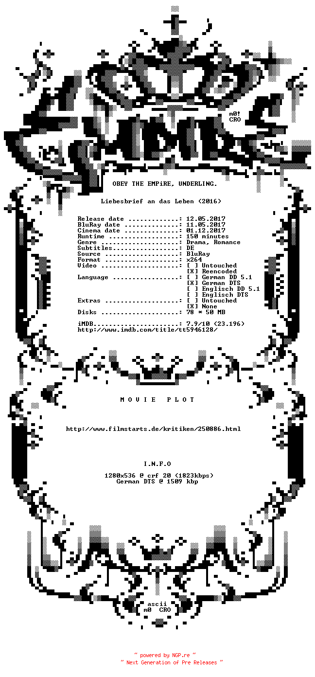 NFO for the release Liebesbrief.an.das.Leben.German.720p.BluRay.x264-EmpireHD by EmpireHD