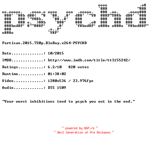 NFO for the release Partisan.2015.720p.BluRay.x264-PSYCHD by PSYCHD