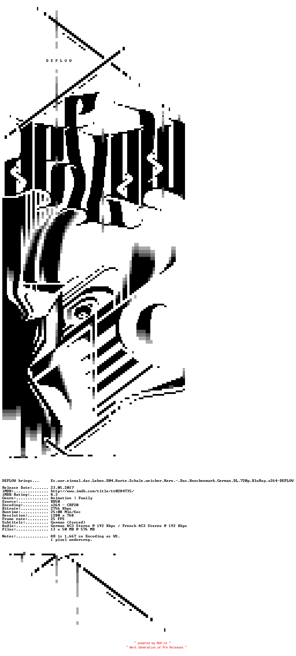 NFO for the release Es.war.einmal.das.Leben.E04.Harte.Schale.weicher.Kern.-.Das.Knochenmark.German.DL.720p.BluRay.x264-DEFLOW by DEFLOW