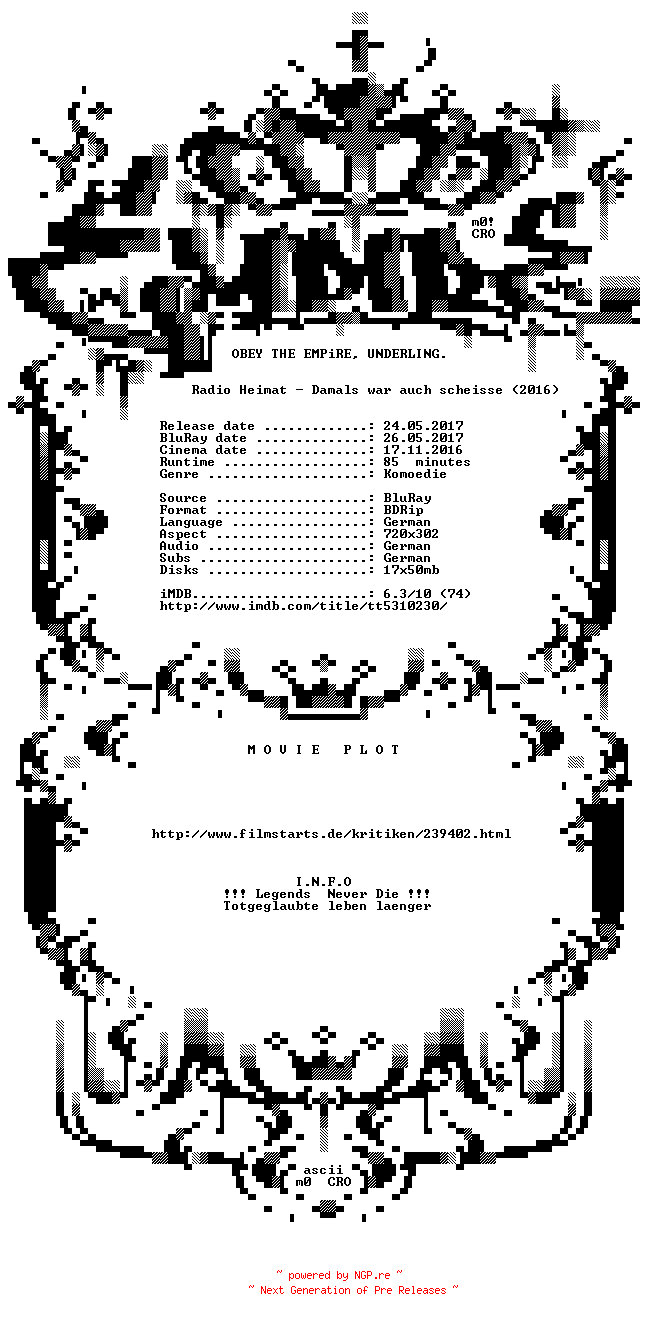 NFO for the release Radio.Heimat.German.BDRip.x264-EMPiRE by EMPiRE