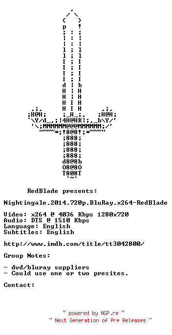 NFO for the release Nightingale.2014.720p.BluRay.x264-RedBlade by RedBlade