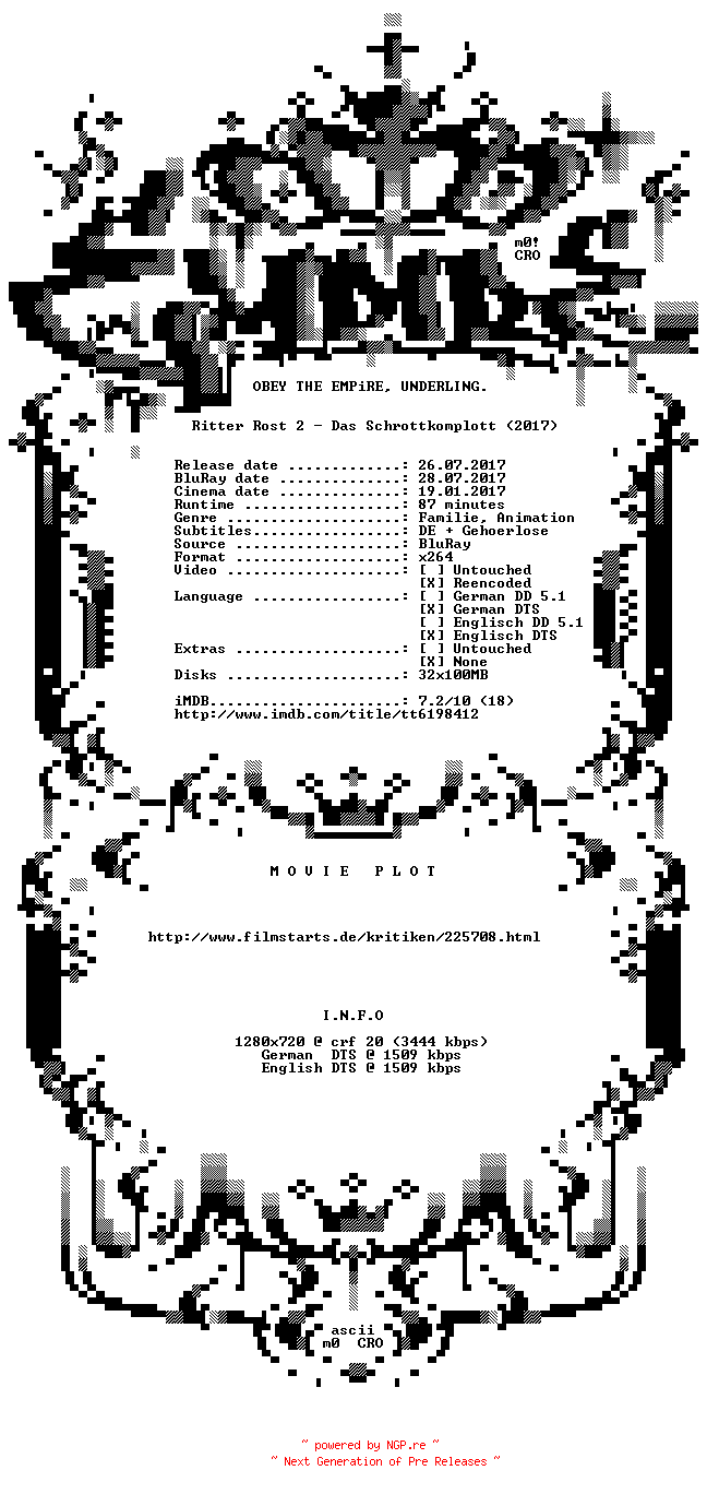 NFO for the release Ritter.Rost.2.Das.Schrottkomplott.German.DL.720p.BluRay.x264-EmpireHD by EmpireHD