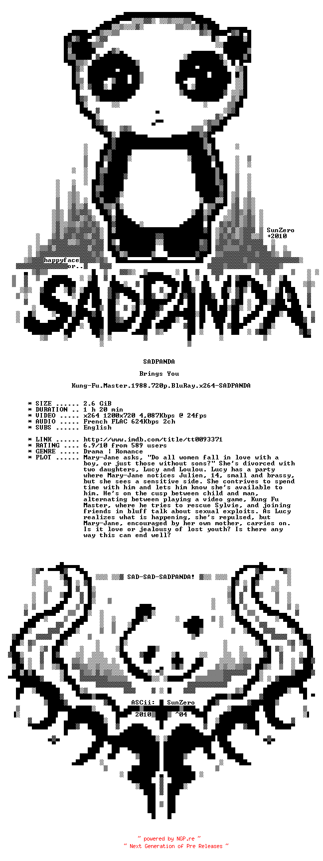 NFO for the release Kung-Fu.Master.1988.720p.BluRay.x264-SADPANDA by SADPANDA