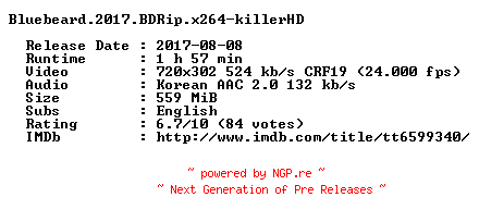 NFO for the release Bluebeard.2017.BDRip.x264-killerHD by killerHD