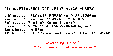 NFO for the release About.Elly.2009.720p.BluRay.x264-USURY by USURY