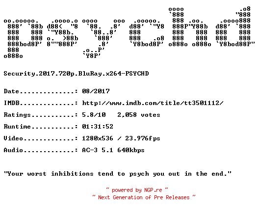 NFO for the release Security.2017.720p.BluRay.x264-PSYCHD by PSYCHD