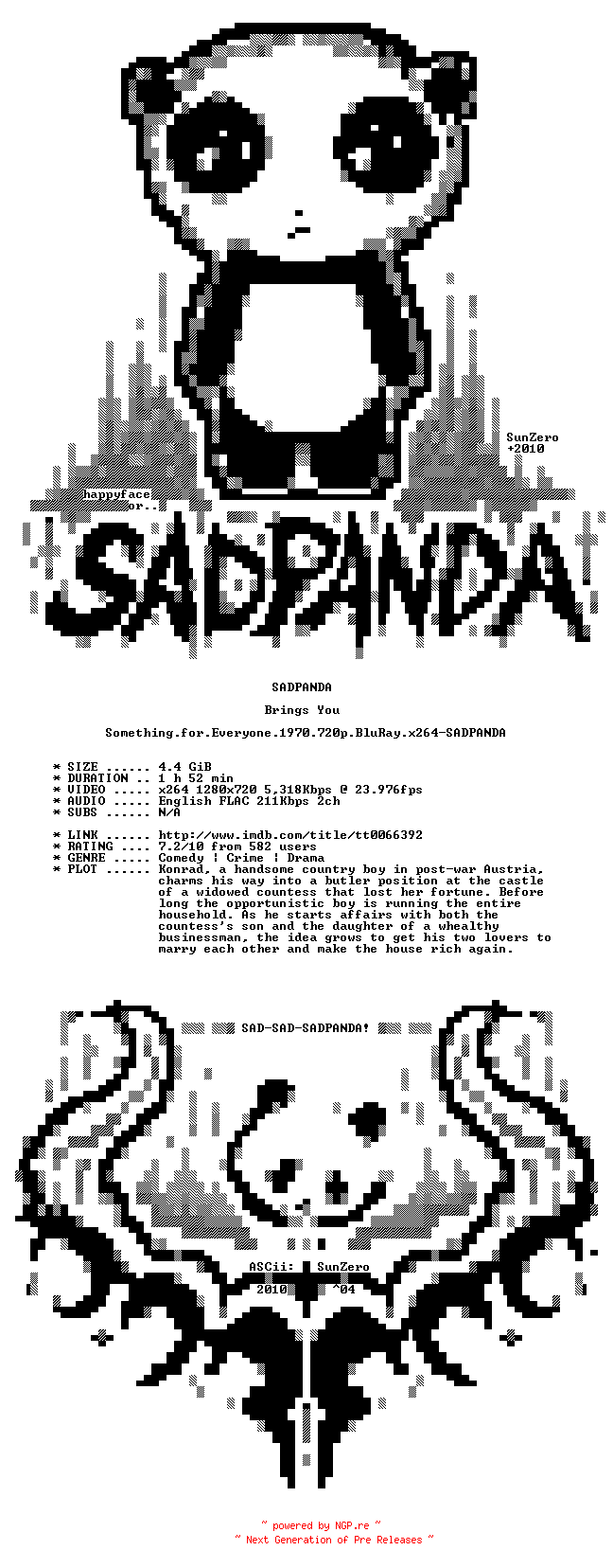 NFO for the release Something.for.Everyone.1970.720p.BluRay.x264-SADPANDA by SADPANDA