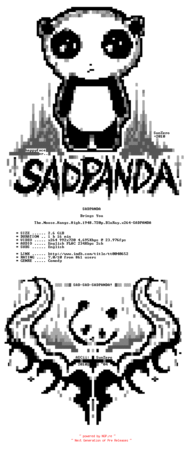 NFO for the release The.Noose.Hangs.High.1948.720p.BluRay.x264-SADPANDA by SADPANDA