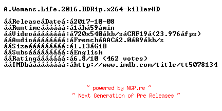 NFO for the release A.Womans.Life.2016.BDRip.x264-killerHD by killerHD