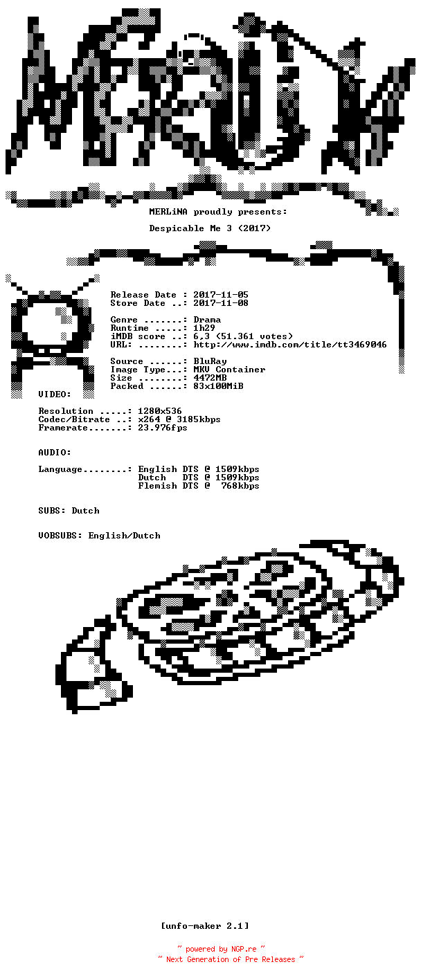 NFO for the release Despicable.Me.3.2017.DUTCH.720p.BluRay.x264-MERLiNA by MERLiNA