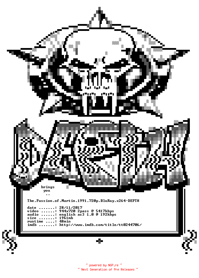 NFO for the release The.Passion.of.Martin.1991.720p.BluRay.x264-DEPTH by DEPTH