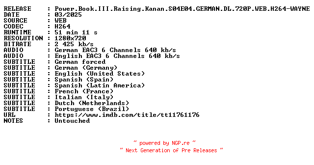 NFO for the release Power.Book.III.Raising.Kanan.S04E04.GERMAN.DL.720P.WEB.H264-WAYNE by WAYNE