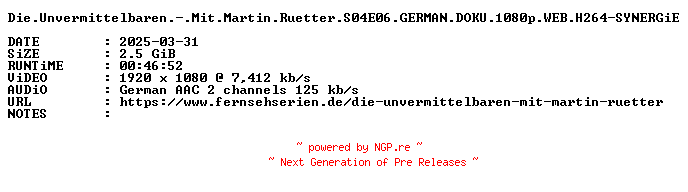 NFO for the release Die.Unvermittelbaren.-.Mit.Martin.Ruetter.S04E06.GERMAN.DOKU.1080p.WEB.H264-SYNERGiE by SYNERGiE