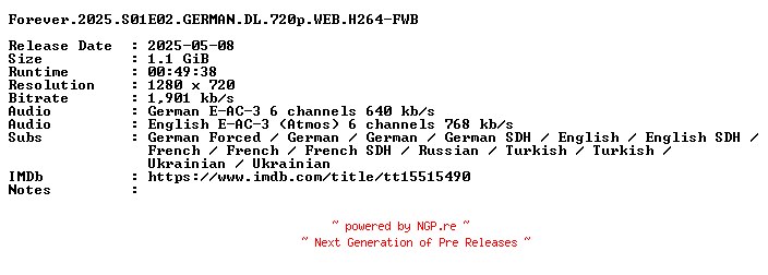 NFO for the release Forever.2025.S01E02.GERMAN.DL.720p.WEB.H264-FWB by FWB