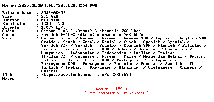NFO for the release Nonnas.2025.GERMAN.DL.720p.WEB.H264-FWB by FWB