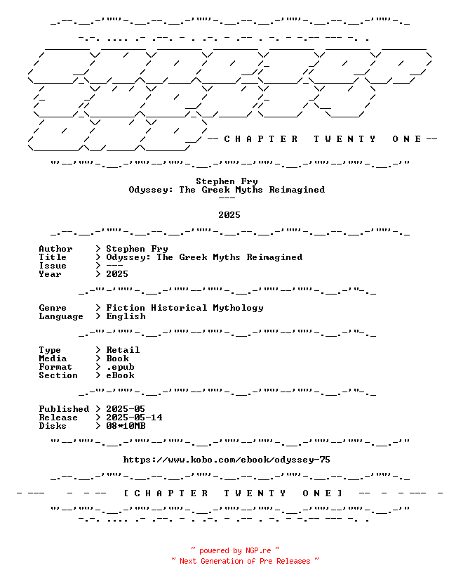 NFO for the release Stephen.Fry.-.Odyssey.The.Greek.Myths.Reimagined.2025.RETAIL.EPUB.eBook-CTO by CTO