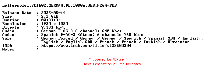 NFO for the release Leiterspiel.S01E02.GERMAN.DL.1080p.WEB.H264-FWB by FWB