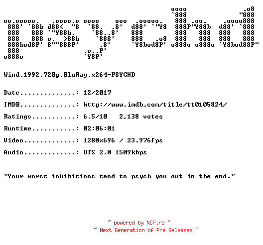 NFO for the release Wind.1992.720p.BluRay.x264-PSYCHD by PSYCHD