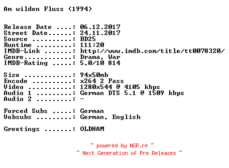 NFO for the release Am.wilden.Fluss.1994.German.720p.BluRay.x264-SPiCY by SPiCY