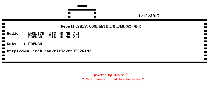 NFO for the release Revolt.2017.COMPLETE.FR.BLURAY-4FR by 4FR