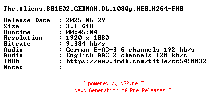 NFO for the release The.Aliens.S01E02.GERMAN.DL.1080p.WEB.H264-FWB by FWB