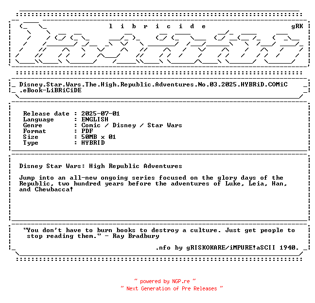 NFO for the release Disney.Star.Wars.The.High.Republic.Adventures.No.03.2025.HYBRiD.COMiC.eBook-LiBRiCiDE by LiBRiCiDE