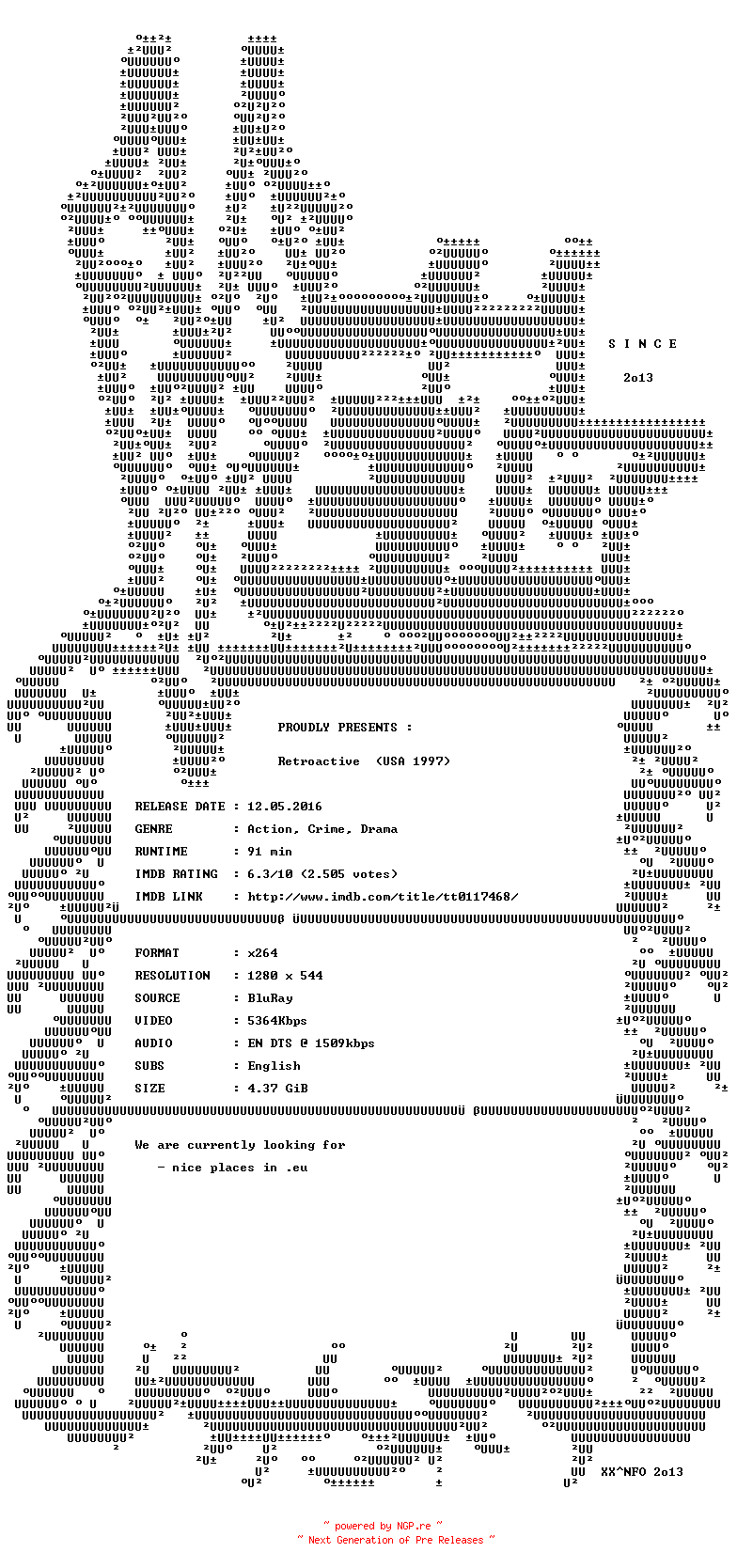 NFO for the release Retroactive.1997.720.BluRay.x264-VETO by VETO