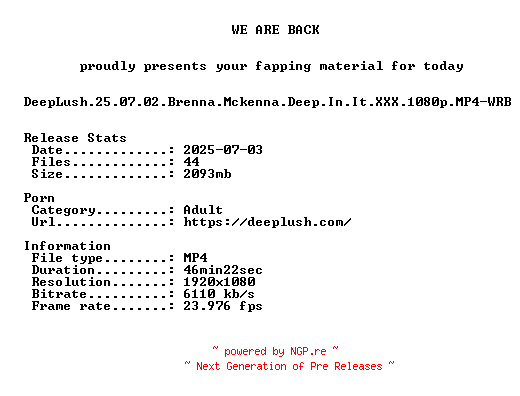 NFO for the release DeepLush.25.07.02.Brenna.Mckenna.Deep.In.It.XXX.1080p.MP4-WRB by WRB