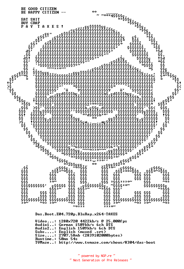 NFO for the release Das.Boot.E04.720p.BluRay.x264-TAXES by TAXES
