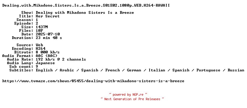 NFO for the release Dealing.with.Mikadono.Sisters.Is.a.Breeze.S01E02.1080p.WEB.H264-KAWAII by KAWAII