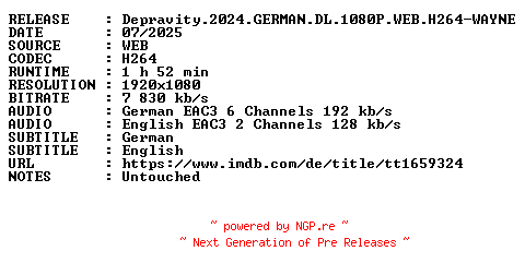 NFO for the release Depravity.2024.GERMAN.DL.1080P.WEB.H264-WAYNE by WAYNE