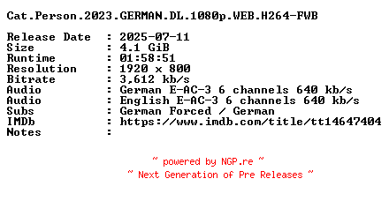 NFO for the release Cat.Person.2023.GERMAN.DL.1080p.WEB.H264-FWB by FWB