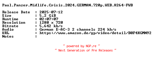 NFO for the release Paul.Panzer.Midlife.Crisis.2024.GERMAN.720p.WEB.H264-FWB by FWB