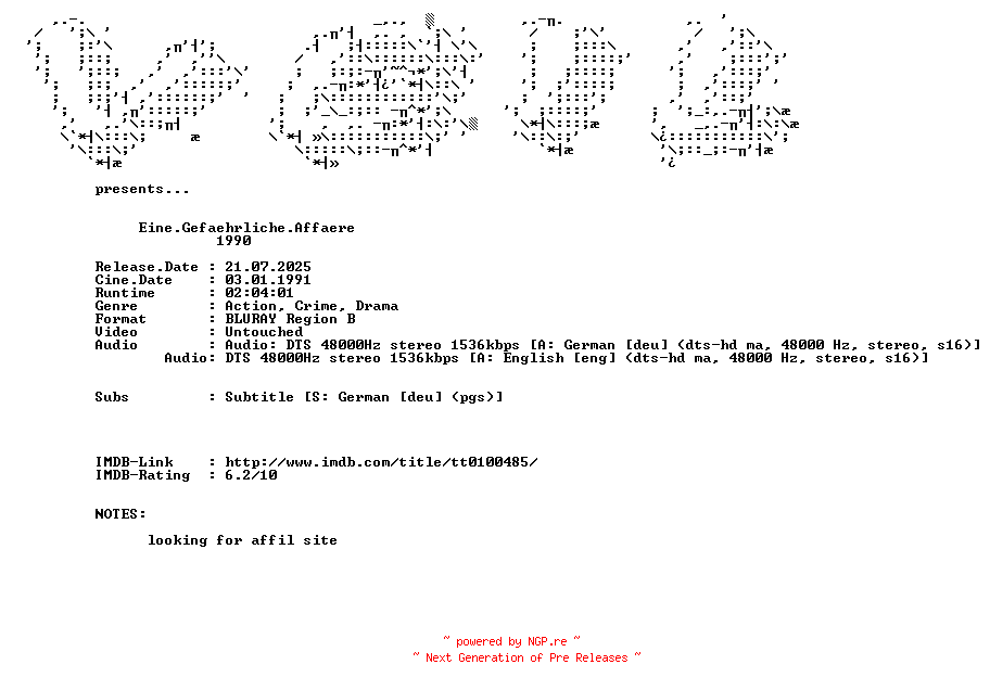 NFO for the release Eine.Gefaehrliche.Affaere.1990.DUAL.COMPLETE.BLURAY.iNTERNAL-VEiL by VEiL