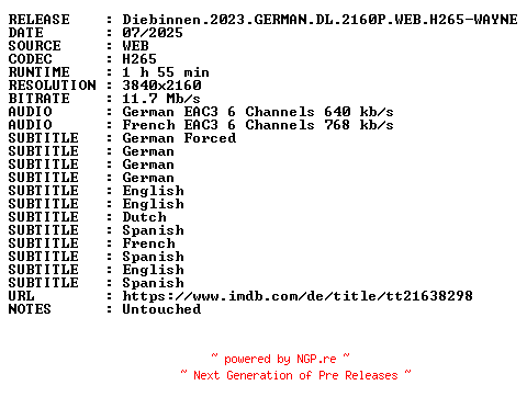 NFO for the release Diebinnen.2023.GERMAN.DL.2160P.WEB.H265-WAYNE by WAYNE