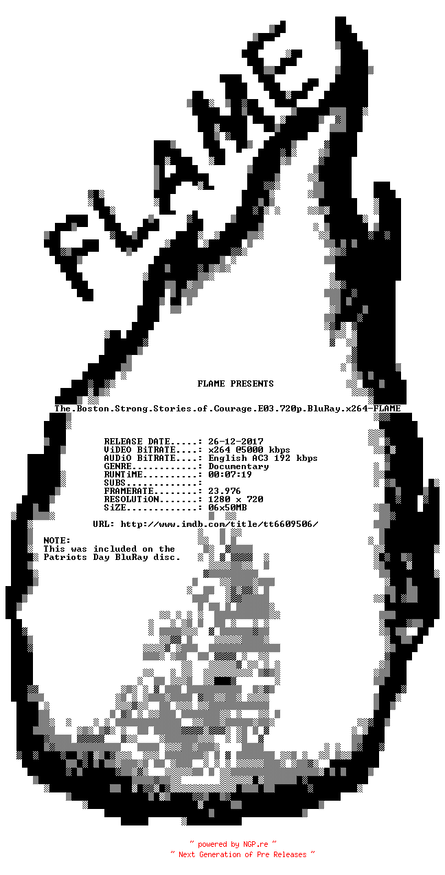 NFO for the release The.Boston.Strong.Stories.of.Courage.E03.720p.BluRay.x264-FLAME by FLAME