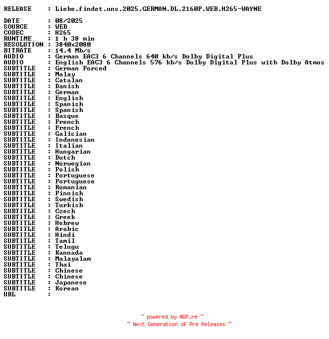 NFO for the release Liebe.findet.uns.2025.GERMAN.DL.2160P.WEB.H265-WAYNE by WAYNE