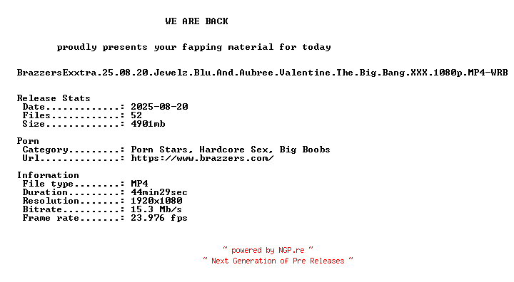NFO for the release BrazzersExxtra.25.08.20.Jewelz.Blu.And.Aubree.Valentine.The.Big.Bang.XXX.1080p.MP4-WRB by WRB