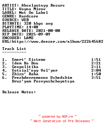 NFO for the release Absolyutnyy_Resurs-Voyna_Mirov-WEB-RU-2021-SDR by SDR