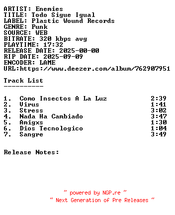 NFO for the release Enemies-Todo_Sigue_Igual-WEB-ES-2025-SDR by SDR