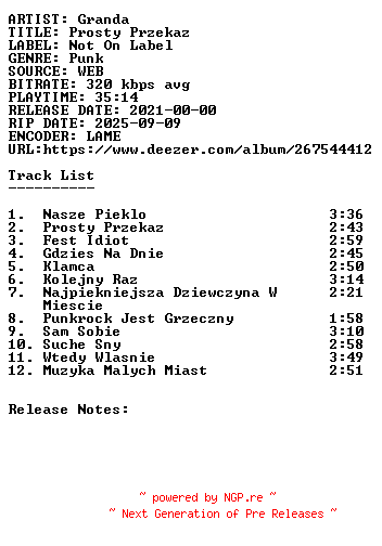 NFO for the release Granda-Prosty_Przekaz-WEB-PL-2021-SDR by SDR