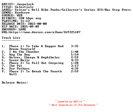NFO for the release Janpalach-Celestials-WEB-2022-SDR by SDR
