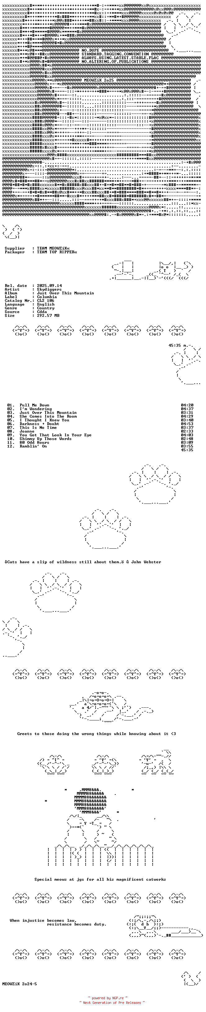 NFO for the release Skydiggers--Just_Over_This_Mountain-CD-FLAC-1993-MEOWZiK by MEOWZiK