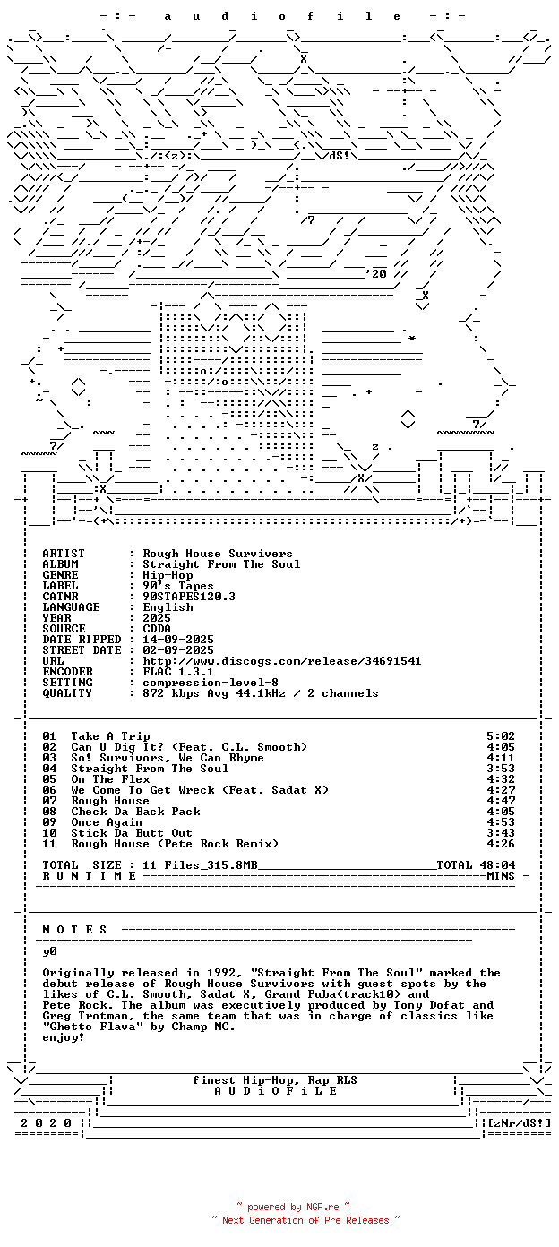 NFO for the release Rough_House_Survivers-Straight_From_The_Soul-REISSUE-CD-FLAC-2025-AUDiOFiLE by AUDiOFiLE