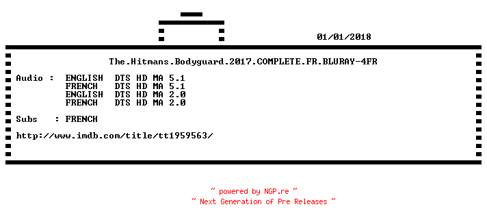 NFO for the release The.Hitmans.Bodyguard.2017.COMPLETE.FR.BLURAY-4FR by 4FR