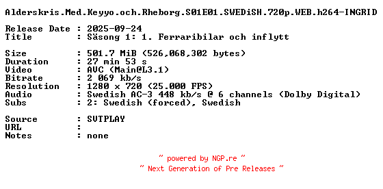 NFO for the release Alderskris.Med.Keyyo.och.Rheborg.S01E01.SWEDiSH.720p.WEB.h264-INGRID by INGRID