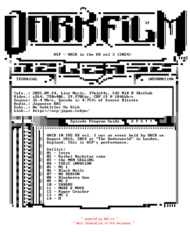 NFO for the release ASP.WACK.in.the.UK.vol.3.2024.BDRiP.x264-DARKFLiX by DARKFLiX