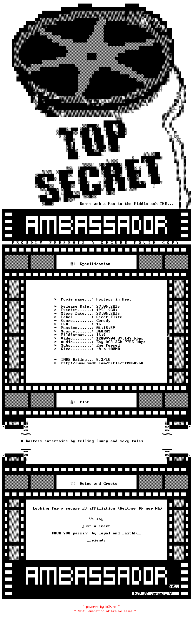 NFO for the release Hostess.in.Heat.1973.DUBBED.720P.BLURAY.X264-AMBASSADOR by AMBASSADOR