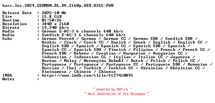 NFO for the release Lass.los.2024.GERMAN.DL.DV.2160p.WEB.H265-FWB by FWB
